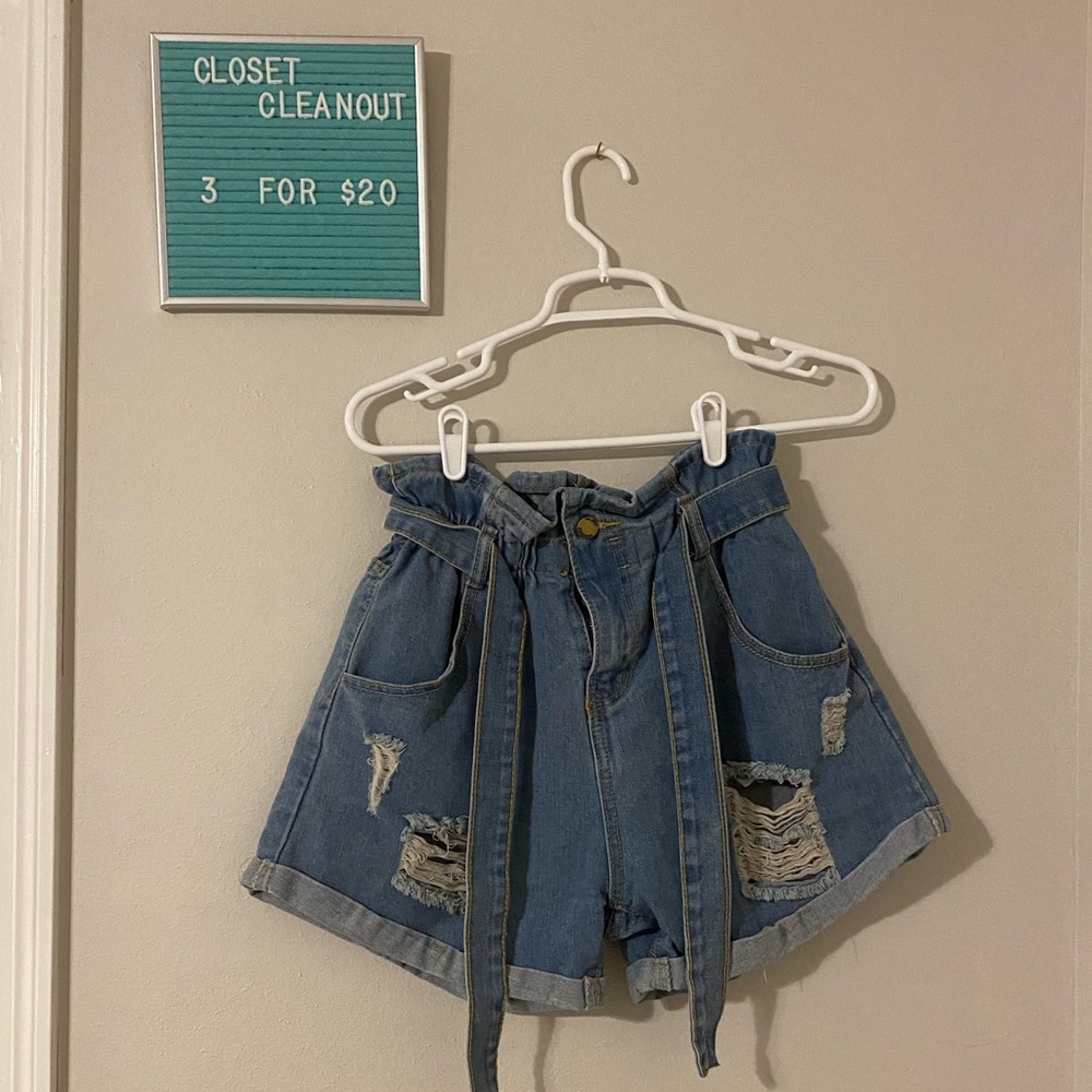 3for$20 trendy paper bag jean shorts